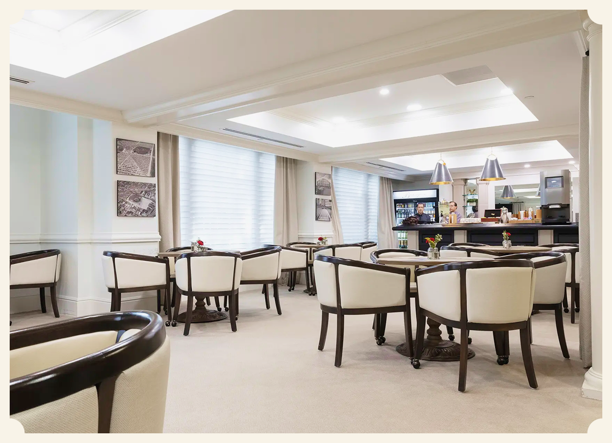 Bright and airy St. James Cafe with casual dining options